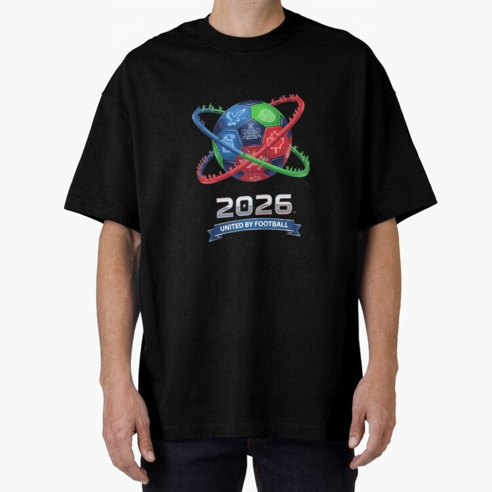 United By Football 2026 Global Connectivity Oversized T-Shirt Keep Football History Alive during FIFA World Cup 2026 Group Stage Built around Mbappe and Neymar, Argentina, France and Brazil Energy, Retro Football Energy, Iconic Rivalries, Trophy