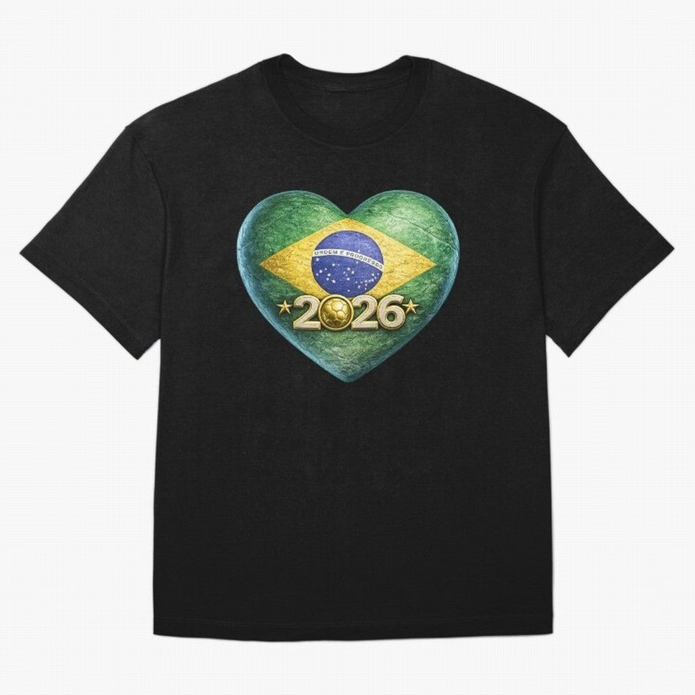 Brazil 2026 World Football Heart Flag Designs Oversized T-Shirt Support the Legends of Match Day Hype around FIFA World Cup 2026 Group Stage, CR7, Germany, Worldwide Fan Energy, Dramatic Goals, Stadium Lights and Championship Celebrations; Made for