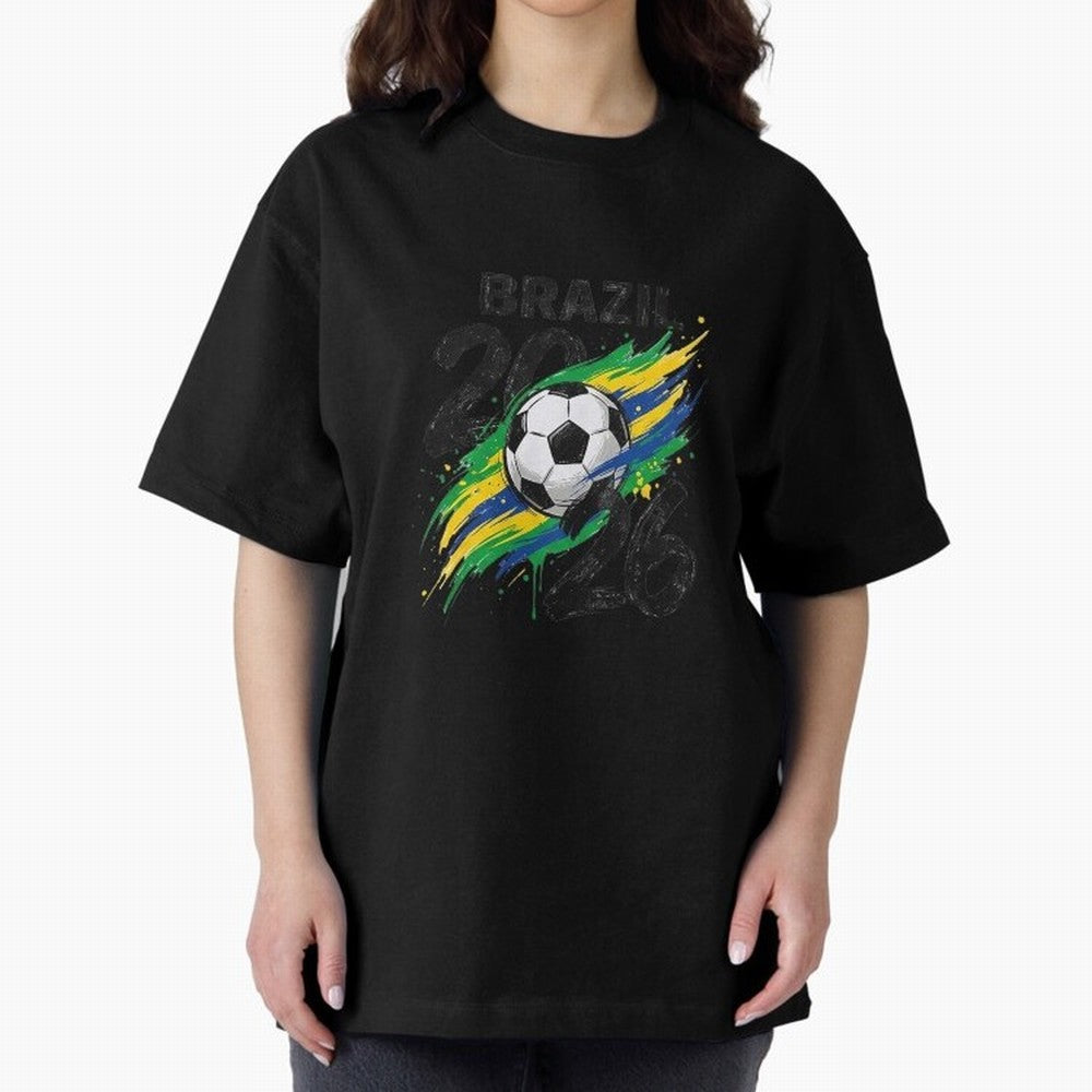 Brazil Soccer 2026 Fan Shirt ¨C Brazil Football Supporter Oversized T-Shirt Feel the Roar of Match Day Hype around FIFA World Cup 2026 USA Canada Mexico, CR7 and Messi, England, Retro Football Energy, Iconic Rivalries, Trophy Chase Drama and