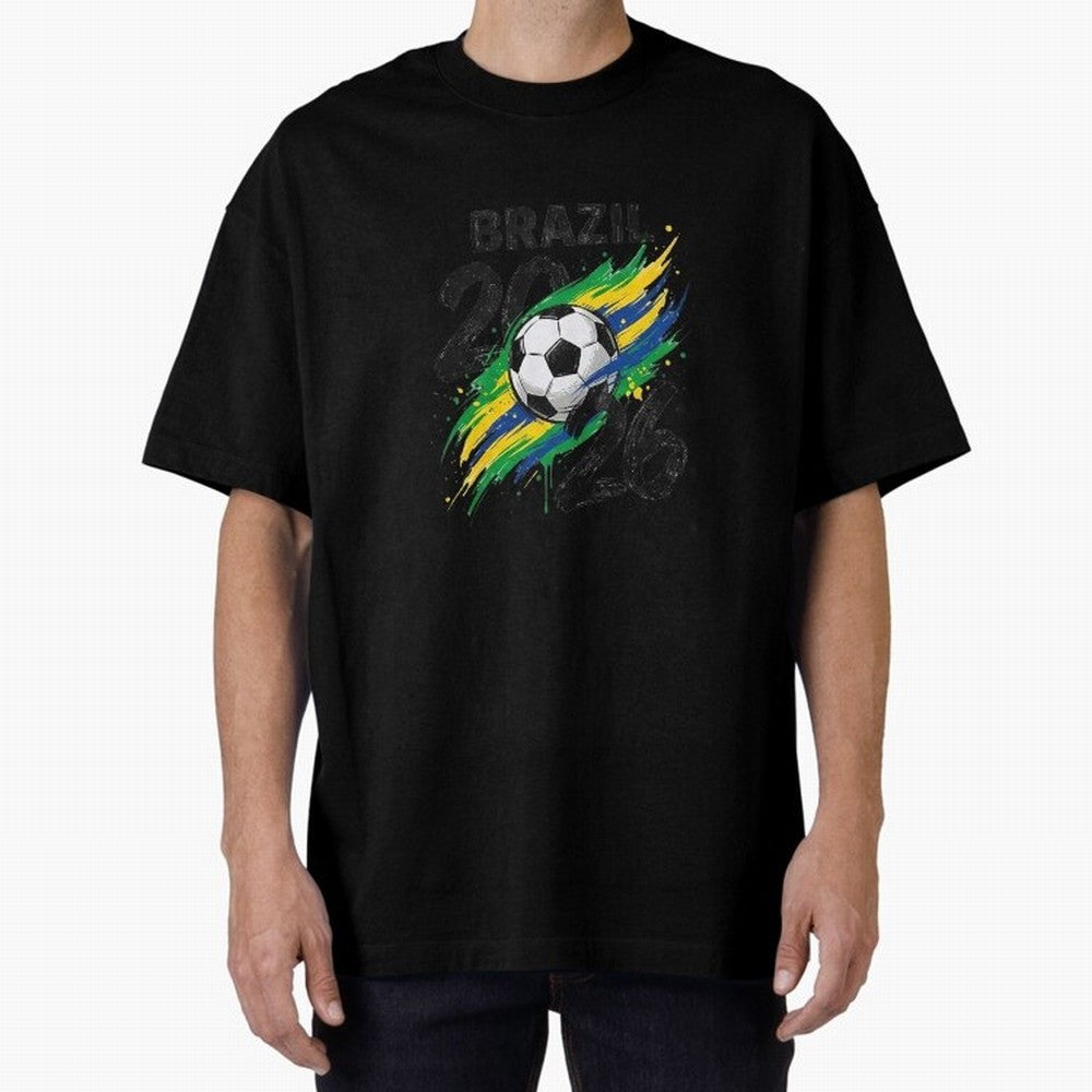 Brazil Soccer 2026 Fan Shirt ¨C Brazil Football Supporter Oversized T-Shirt Feel the Roar of Match Day Hype around FIFA World Cup 2026 USA Canada Mexico, CR7 and Messi, England, Retro Football Energy, Iconic Rivalries, Trophy Chase Drama and