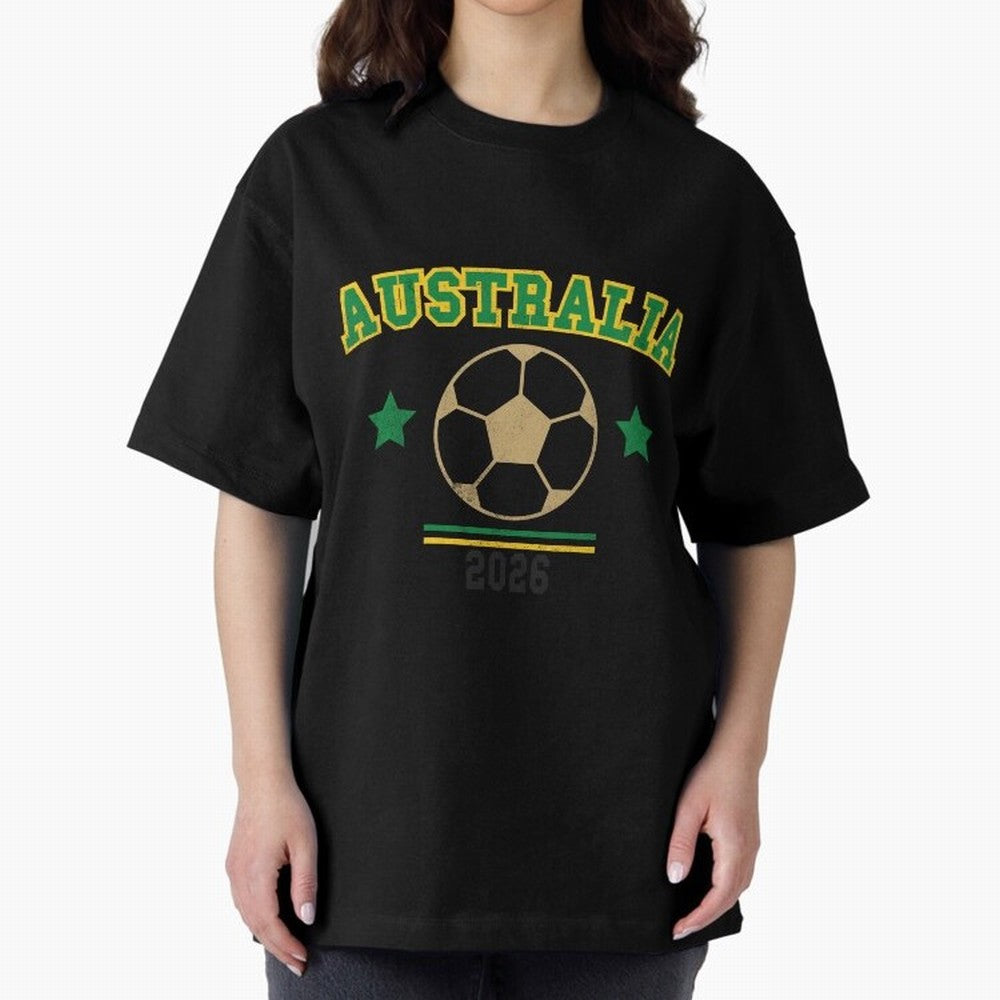 Australia 2026 ¡ª Vintage Soccer Tee Oversized T-Shirt Support FIFA World Cup 2026 Group Stage Filled with CR7, France and Portugal Energy, Football Festival Excitement, Trophy Ambitions, Country Rivalries and Star Player Buzz; Created for Match