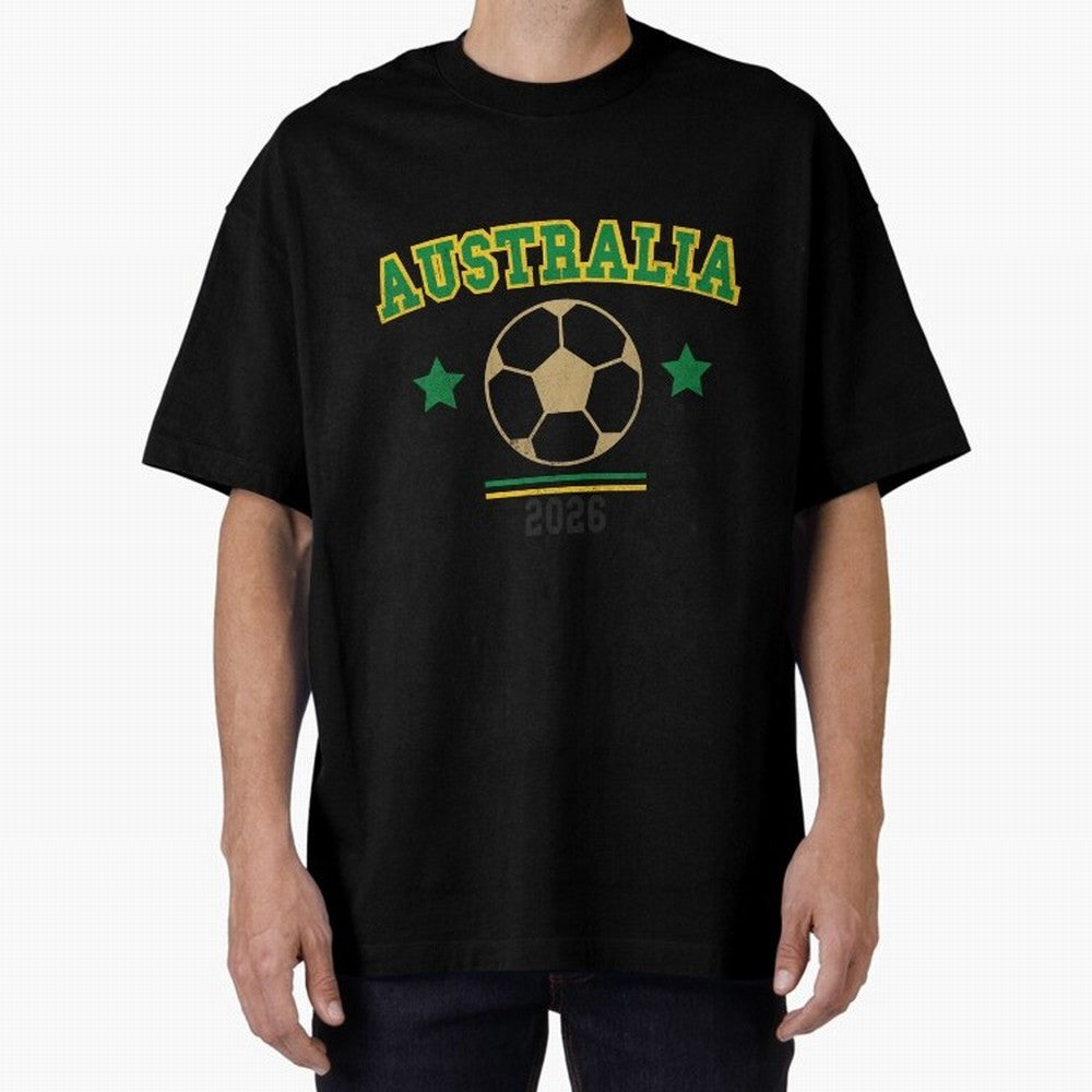 Australia 2026 ¡ª Vintage Soccer Tee Oversized T-Shirt Support FIFA World Cup 2026 Group Stage Filled with CR7, France and Portugal Energy, Football Festival Excitement, Trophy Ambitions, Country Rivalries and Star Player Buzz; Created for Match