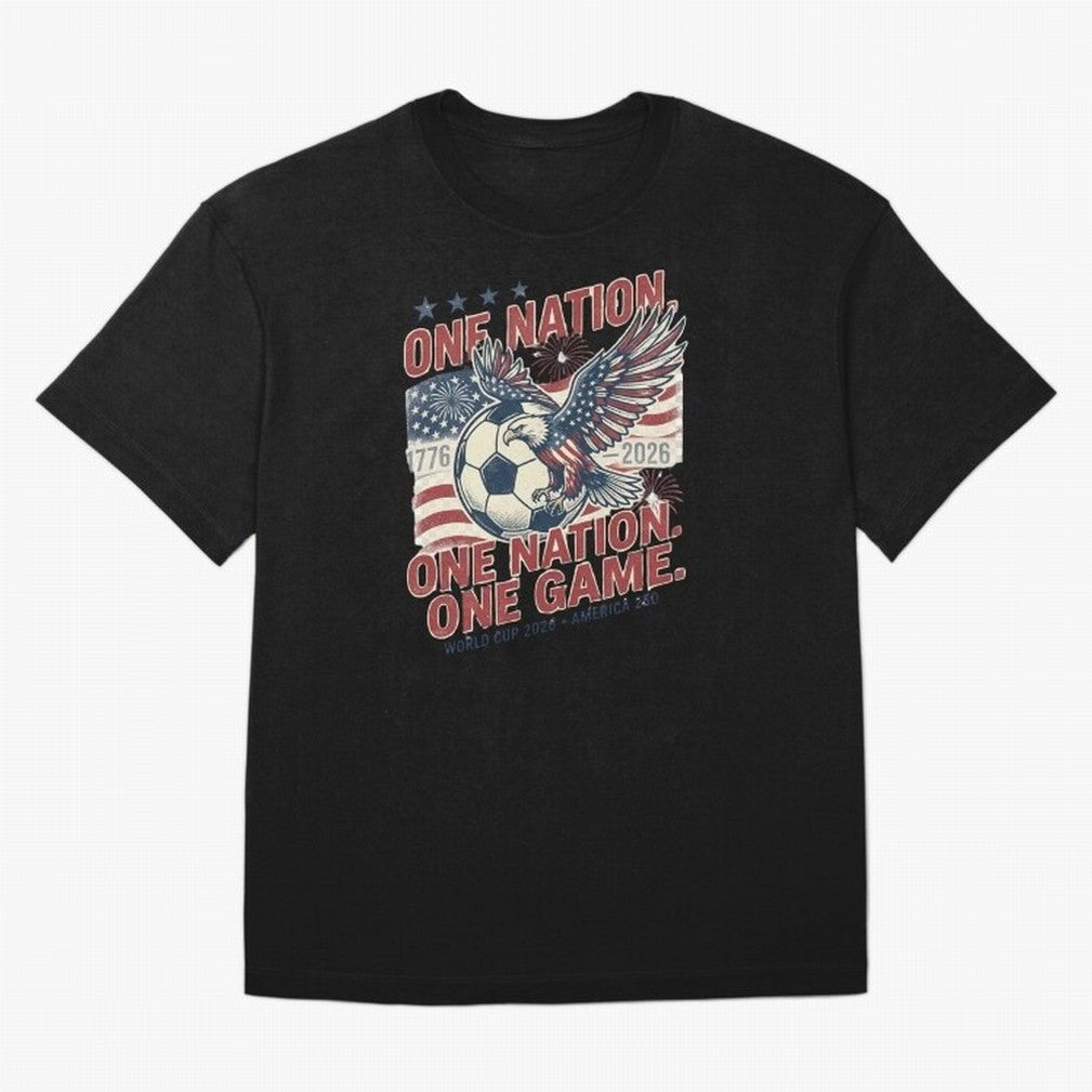 One Nation One Game World Cup 2026 Oversized T-Shirt Feel the Roar of Match Day Hype around FIFA World Cup 2026, Messi and Cristiano Ronaldo, England and Germany, Sports Nostalgia, International Competition, Famous Players and Unforgettable
