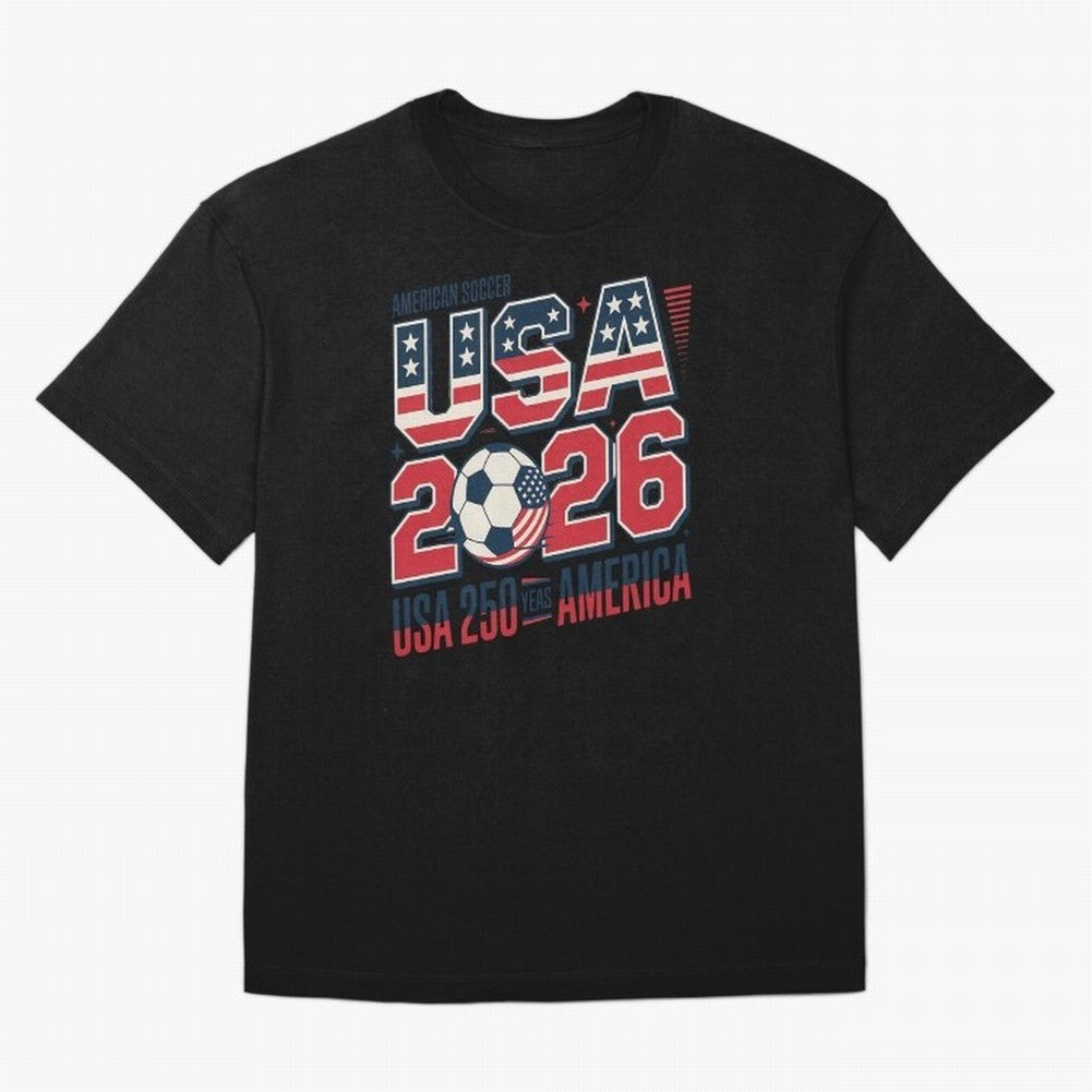 USA Soccer 250 Years 1776 -2026 Oversized T-Shirt Represent the FIFA World Cup 2026 Group Stage Journey through Haaland Highlights, Argentina Pride, Vintage Soccer Flavor, Modern Football Stars, National Flags and Final Night Emotion; Created for