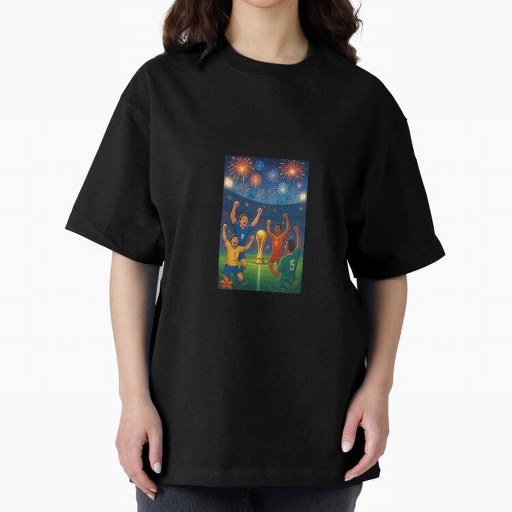 World Cup Oversized T-Shirt Celebrate Fan Favorites in FIFA World Cup 2026 for Fans of CR7 and Messi and England, Bringing Championship Spirit, Famous Goals, Roaring Crowds and International Football Unity; Great for Watch Parties, Sports Bars,