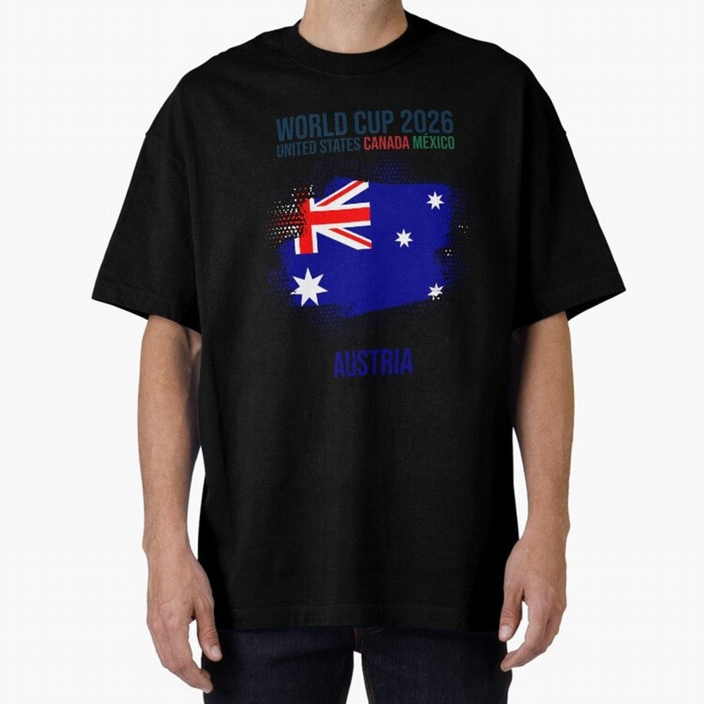 AUSTRIA WORLD CUP 2026 Oversized T-Shirt Bring International Match Energy to FIFA World Cup 2026 USA Canada Mexico Spirit, Featuring Argentina, Messi, Champion Mindset, Group Stage Buzz, Knockout Tension and Passionate Fan Culture; Ideal for Fans