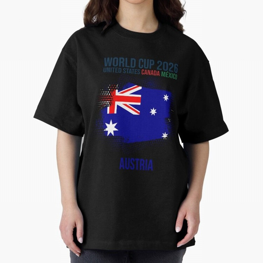 AUSTRIA WORLD CUP 2026 Oversized T-Shirt Bring International Match Energy to FIFA World Cup 2026 USA Canada Mexico Spirit, Featuring Argentina, Messi, Champion Mindset, Group Stage Buzz, Knockout Tension and Passionate Fan Culture; Ideal for Fans