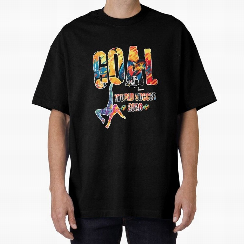 Goal World Soccer Championship 2026 Oversized T-Shirt Honor Football Greatness during Global Football Passion for FIFA World Cup 2026, Highlighting CR7, Germany, Football History, Final Match Energy, Crowd Noise and Once in a Lifetime Moments; Made