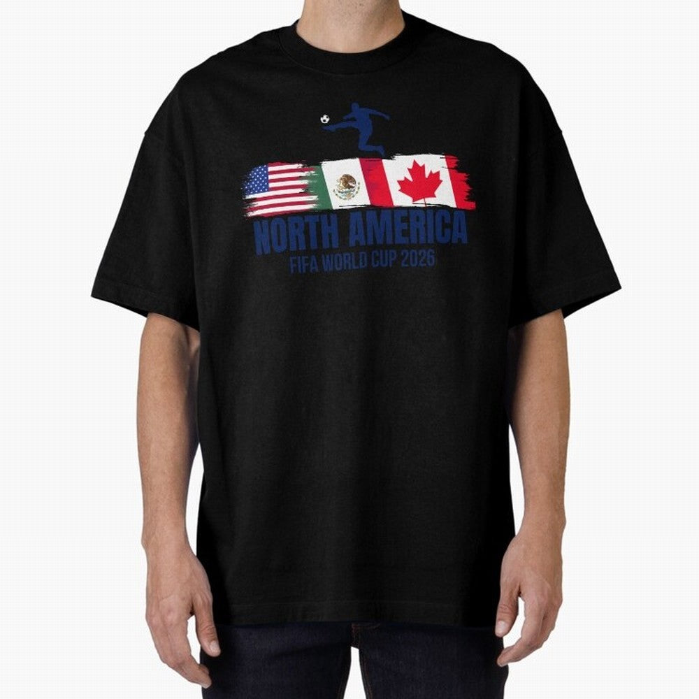 2026 North America Soccer World Tour - USA Mexico Canada Oversized T-Shirt Support Iconic Players in FIFA World Cup 2026 Spirit, Highlighting Netherlands, Neymar, Tournament Hype, Historic Matchups, Family Viewing Parties and Global Sports Pride;