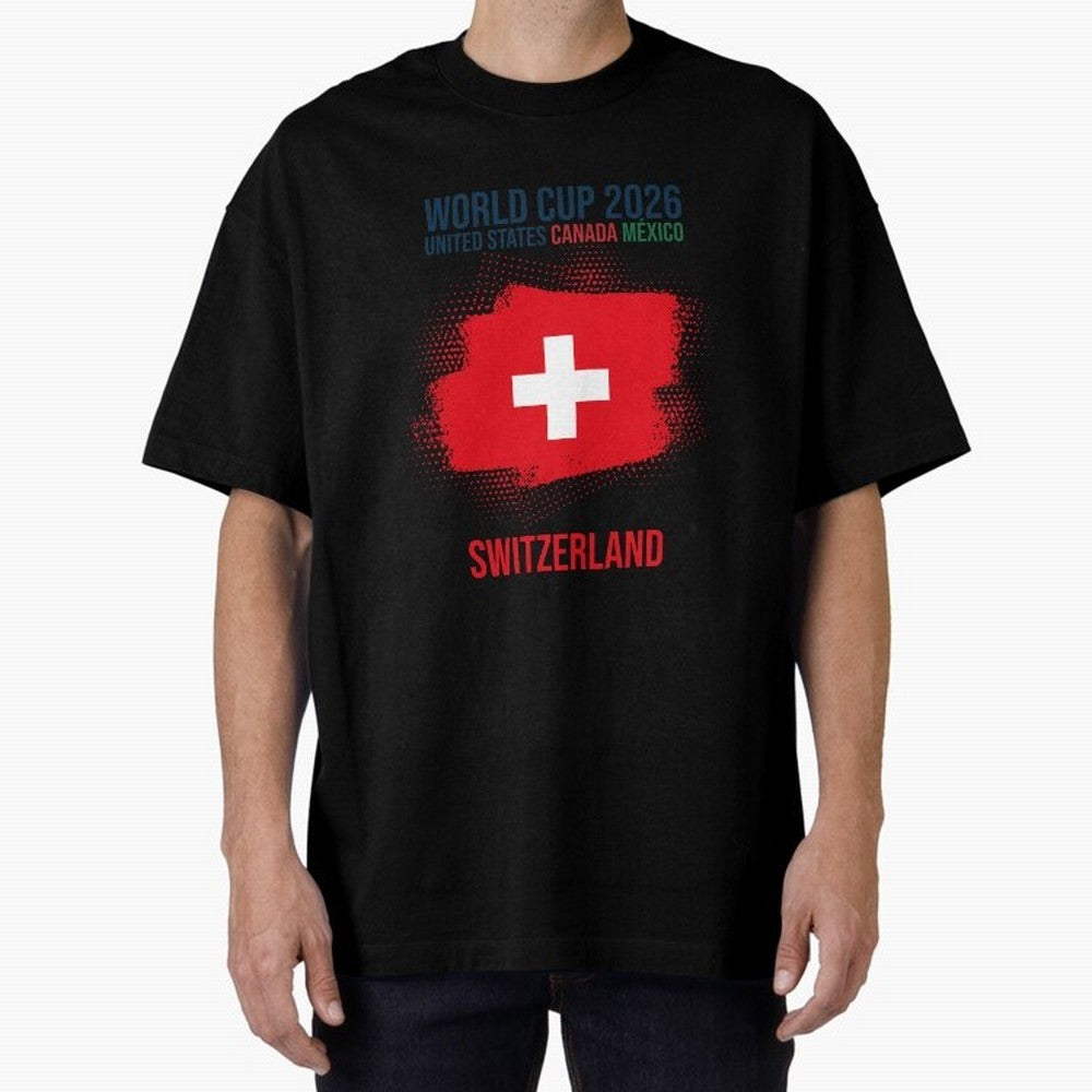 SWETZERLAND WORLD CUP 2026 Oversized T-Shirt Follow the Final Road of the FIFA World Cup 2026 Group Stage Journey through Neymar Highlights, Brazil Pride, Soccer Culture, Superstar Moments, National Team Dreams and Competitive Fire; Ideal for