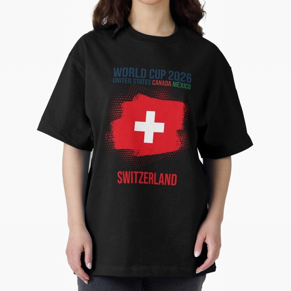 SWETZERLAND WORLD CUP 2026 Oversized T-Shirt Follow the Final Road of the FIFA World Cup 2026 Group Stage Journey through Neymar Highlights, Brazil Pride, Soccer Culture, Superstar Moments, National Team Dreams and Competitive Fire; Ideal for