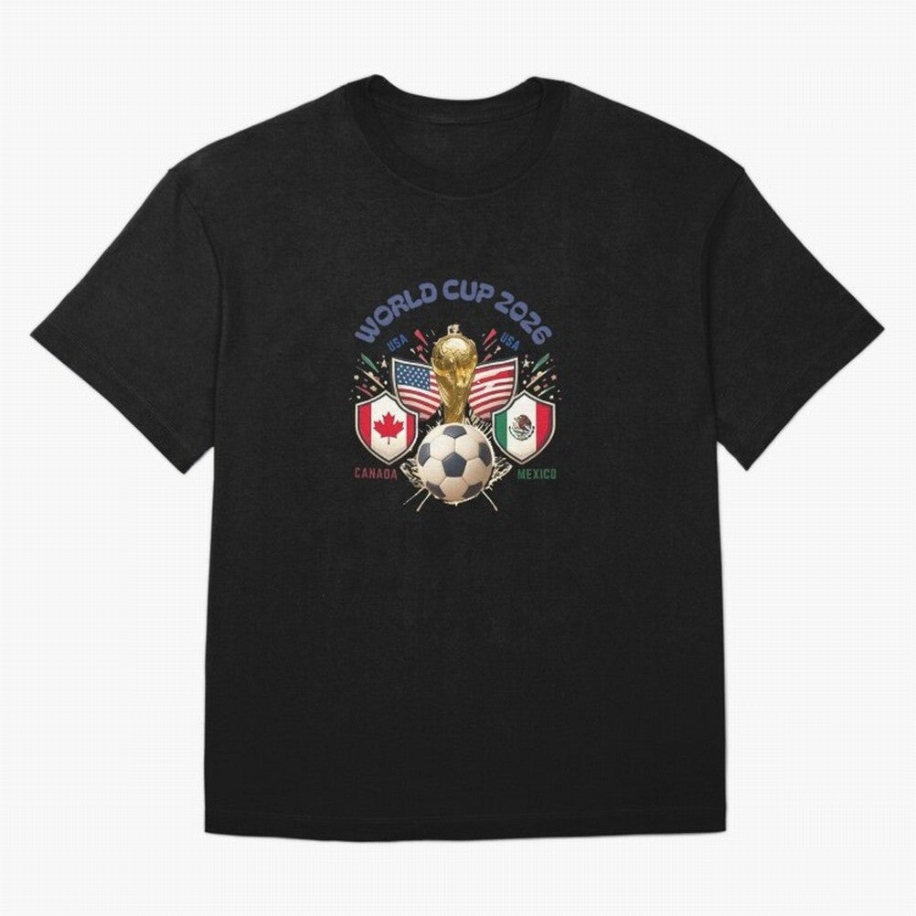 World Cup 2026 Host Nations Crest Oversized T-Shirt Celebrate Soccer Greatness during FIFA World Cup 2026 Driven by Messi, England, France and Netherlands Energy, Football Festival Excitement, Trophy Ambitions, Country Rivalries and Star Player