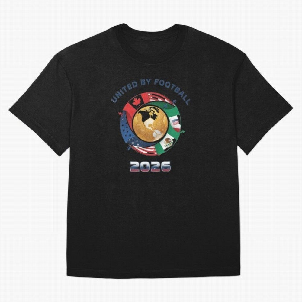 United By Football 2026 Logo Oversized T-Shirt Celebrate the Road through FIFA World Cup 2026 USA Canada Mexico Made for Messi and Cristiano Ronaldo, England, France and Netherlands Energy, Soccer Culture, Superstar Moments, National Team Dreams