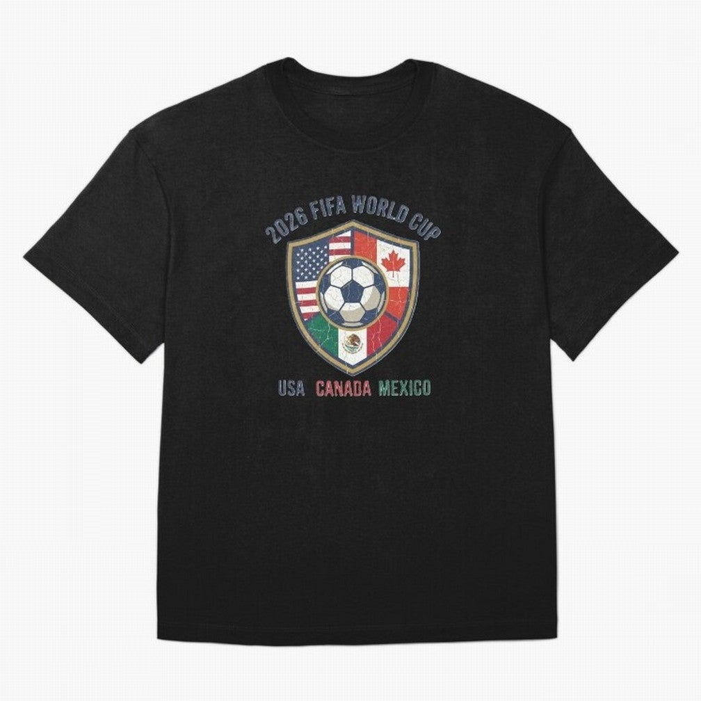 North America United Soccer 2026 Vintage Crest Oversized T-Shirt Celebrate Every Goal in FIFA World Cup 2026 Spirit, Capturing France and Portugal, Mbappe and Neymar, Tournament Hype, Historic Matchups, Family Viewing Parties and Global Sports