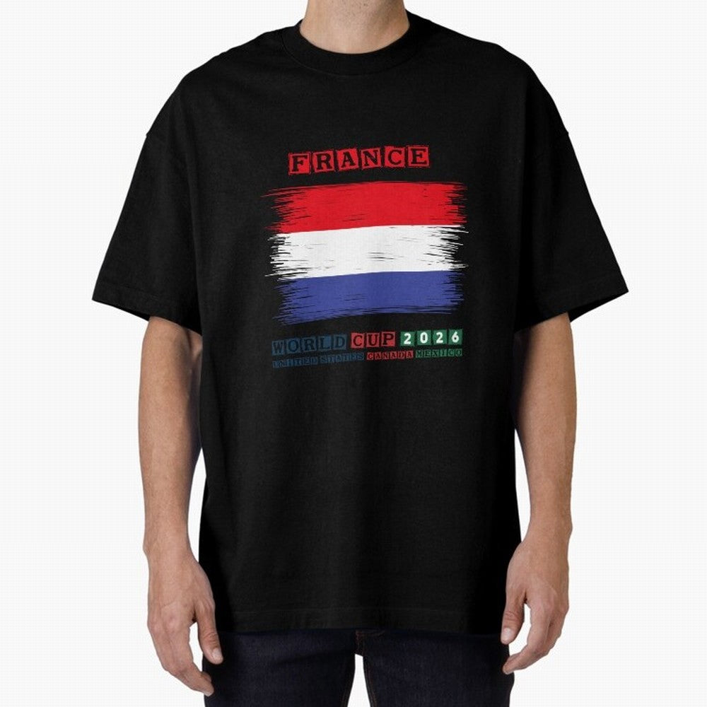 FRANCE WORLD CUP 2026 Oversized T-Shirt Celebrate the Magic of FIFA World Cup 2026 for Fans of Cristiano Ronaldo and Argentina and Brazil, Bringing Fan Favorite Moments, National Team Passion, Big Match Drama and Soccer History; Great for Watch