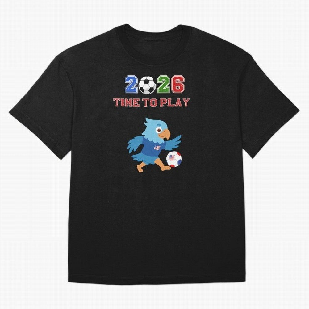 USA Soccer Eagle Mascot 2026 Time To Play Football Oversized T-Shirt Show Your Tournament Heart for FIFA World Cup 2026 USA Canada Mexico for Fans of CR7 and Messi and France and Portugal, Bringing Stadium Chants, National Pride, Trophy Dreams and