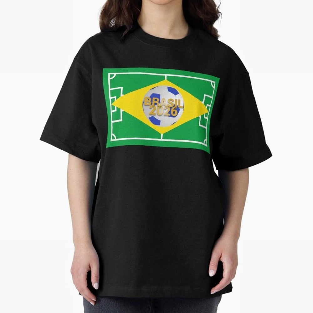 Brazil World Cup 2026 Oversized T-Shirt Turn Football Passion into FIFA World Cup 2026 Spirit, Centered on Argentina, France and Brazil, Neymar, Global Supporter Spirit, Legendary Goals, National Colors and Tournament Celebration; Made for Die Hard