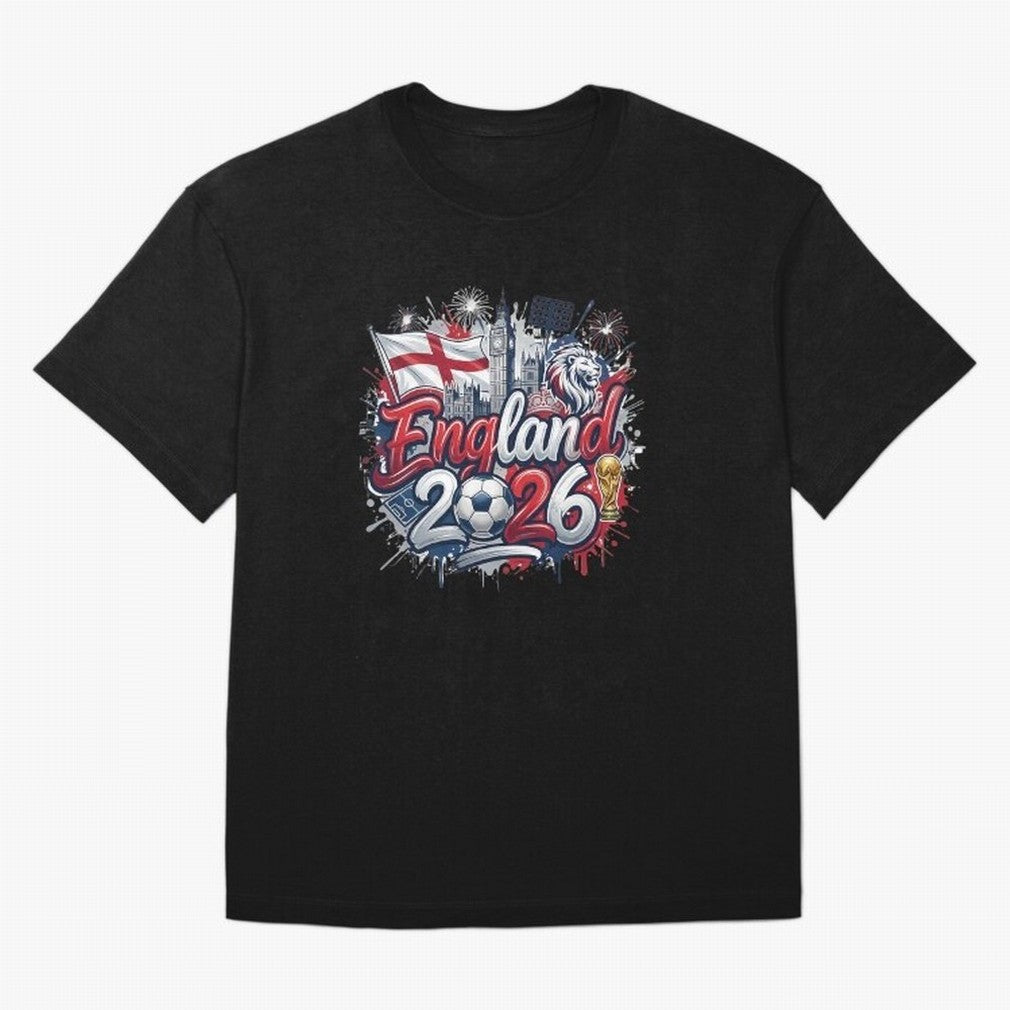 England World Cup 2026 Football Legacy Oversized T-Shirt Enjoy the Biggest Football Party of FIFA World Cup 2026 for Fans of Messi and Cristiano Ronaldo and Brazil, Portugal and Argentina, Bringing Soccer Culture, Superstar Moments, National Team