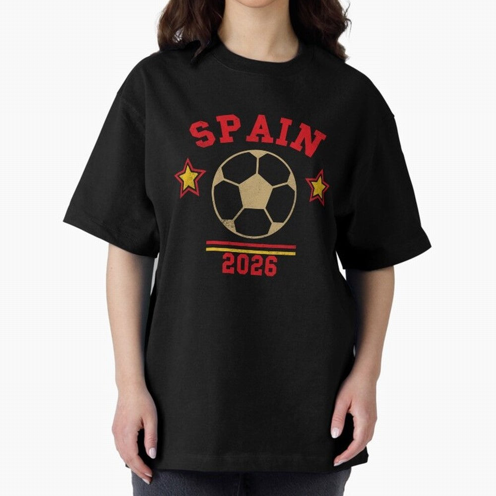 Spain 2026 ¡ª Vintage Soccer Tee Oversized T-Shirt Honor the Football Icons of FIFA World Cup 2026 USA Canada Mexico for Fans of Neymar and England, Bringing Classic Soccer Heritage, Championship Pressure, Fan Loyalty and International Pride; Made