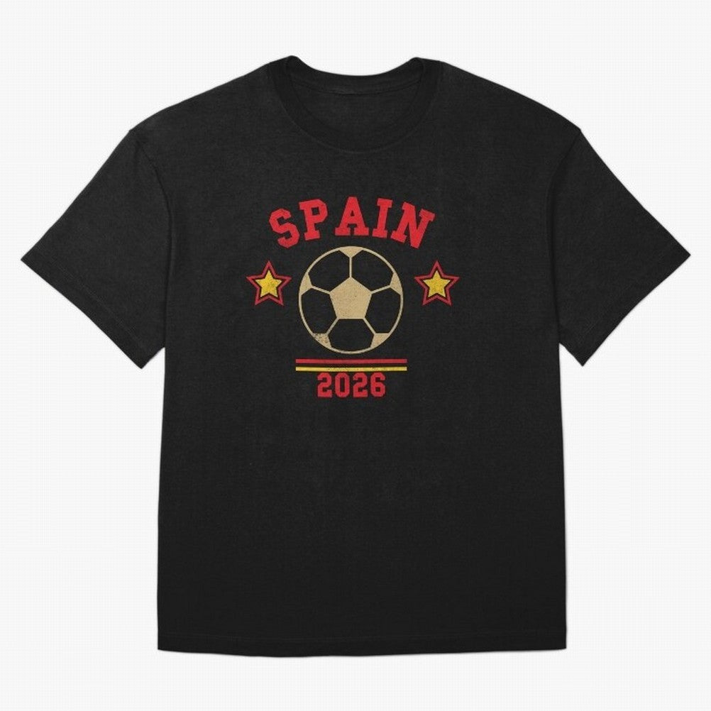 Spain 2026 ¡ª Vintage Soccer Tee Oversized T-Shirt Honor the Football Icons of FIFA World Cup 2026 USA Canada Mexico for Fans of Neymar and England, Bringing Classic Soccer Heritage, Championship Pressure, Fan Loyalty and International Pride; Made