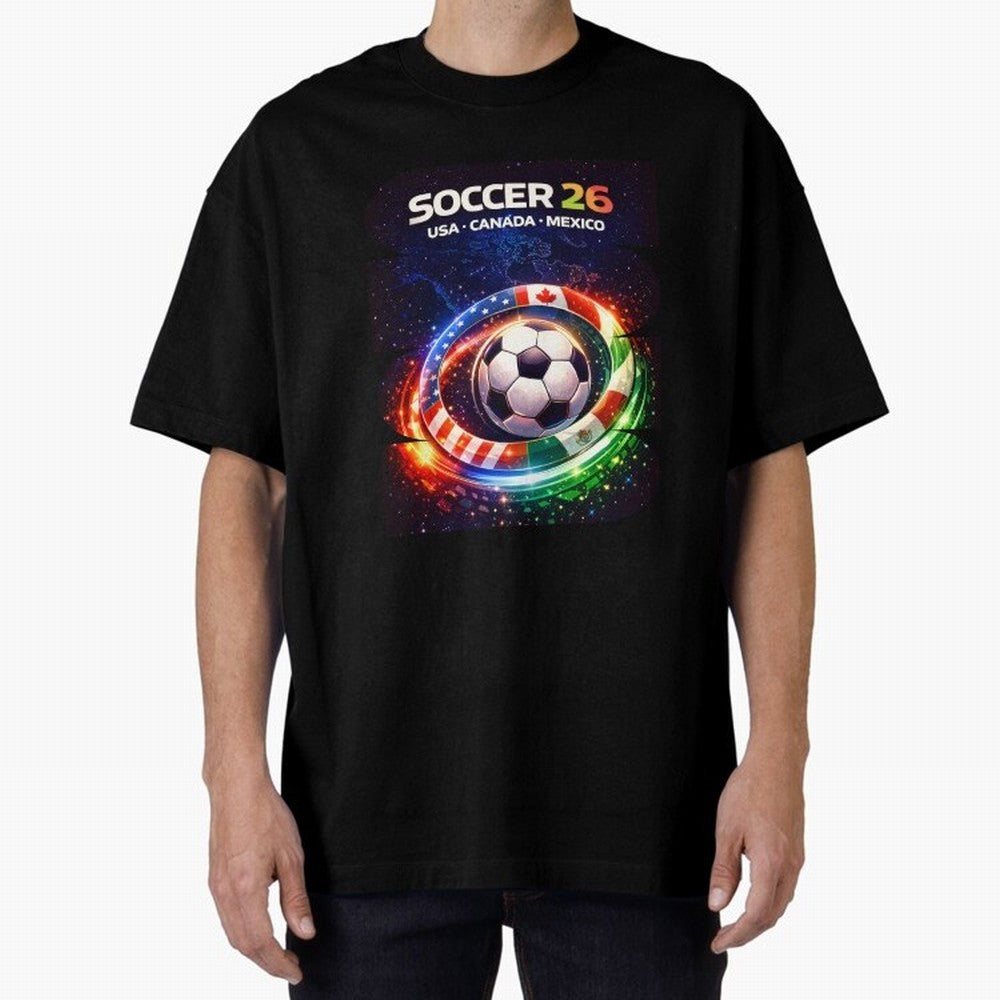 North America Soccer 2026 Shirt, Soccer 26 USA Canada Mexico Fan Tee, United 2026 Soccer Graphic Oversized T-Shirt Bring a Vintage Feel to Match Day Hype around FIFA World Cup 2026 Group Stage, Messi and Cristiano Ronaldo, Netherlands, Football