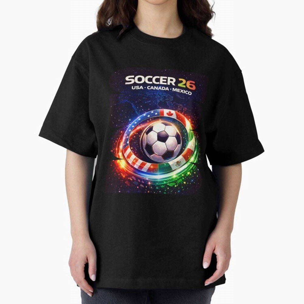 North America Soccer 2026 Shirt, Soccer 26 USA Canada Mexico Fan Tee, United 2026 Soccer Graphic Oversized T-Shirt Bring a Vintage Feel to Match Day Hype around FIFA World Cup 2026 Group Stage, Messi and Cristiano Ronaldo, Netherlands, Football