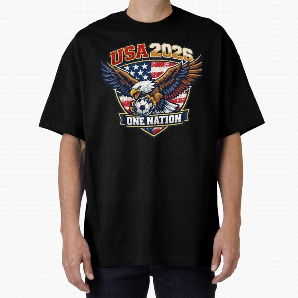 USA Canada Mexico Soccer Cup Oversized T-Shirt Celebrate Supporters United by Global Football Passion for FIFA World Cup 2026 USA Canada Mexico, Inspired by Cristiano Ronaldo, Haaland and CR7, Spain, Football Festival Excitement, Trophy Ambitions,