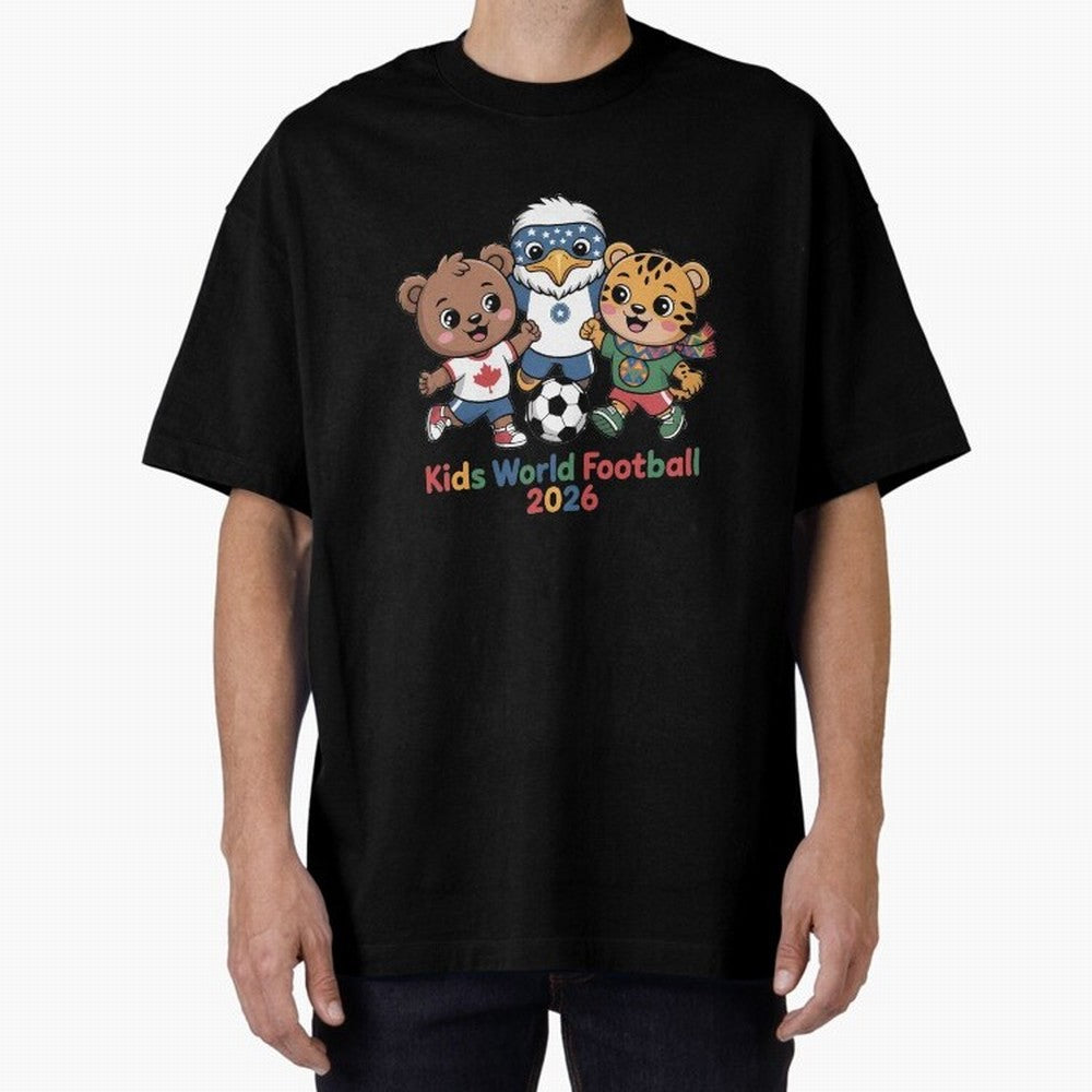 Kids World Football Friends 2026 ¨C Cute Cartoon Soccer Characters for Children Oversized T-Shirt Celebrate Rivalries and Pride in the FIFA World Cup 2026 USA Canada Mexico Journey through Neymar, Haaland and Cristiano Ronaldo Highlights, Portugal