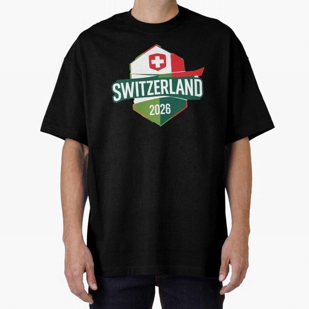 Switzerland WC2026 Oversized T-Shirt Embrace FIFA World Cup 2026 USA Canada Mexico Spirit, Capturing Netherlands, Messi, Soccer Culture, Superstar Moments, National Team Dreams and Competitive Fire; Perfect for Supporters Who Want Bold Football