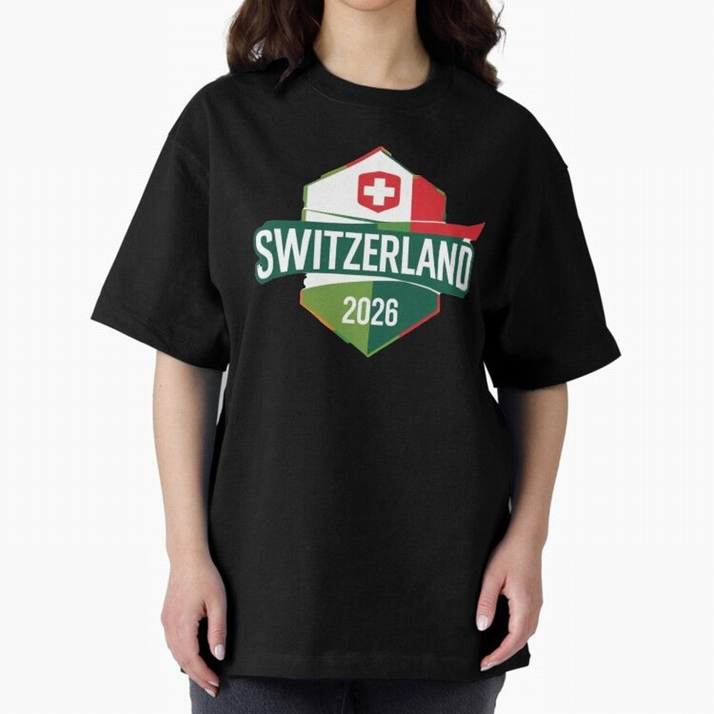 Switzerland WC2026 Oversized T-Shirt Embrace FIFA World Cup 2026 USA Canada Mexico Spirit, Capturing Netherlands, Messi, Soccer Culture, Superstar Moments, National Team Dreams and Competitive Fire; Perfect for Supporters Who Want Bold Football