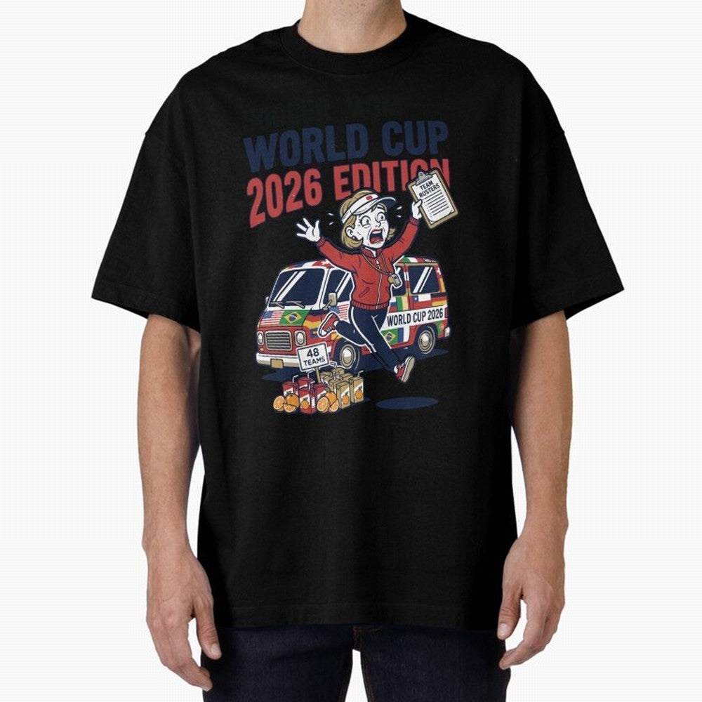 Soccer Mom ¡ª World Cup 2026 Edition V2 Oversized T-Shirt Show Fan Pride Across FIFA World Cup 2026 USA Canada Mexico Made for CR7, Netherlands Energy, Championship Spirit, Famous Goals, Roaring Crowds and International Football Unity; Built for
