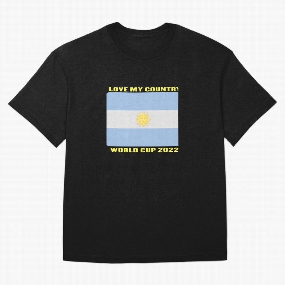 I Love My Country Argentina World Cup 2022 Oversized T-Shirt Make Memories around the FIFA World Cup 2026 USA Canada Mexico Journey through Messi and Cristiano Ronaldo Highlights, England Pride, Championship Spirit, Famous Goals, Roaring Crowds and