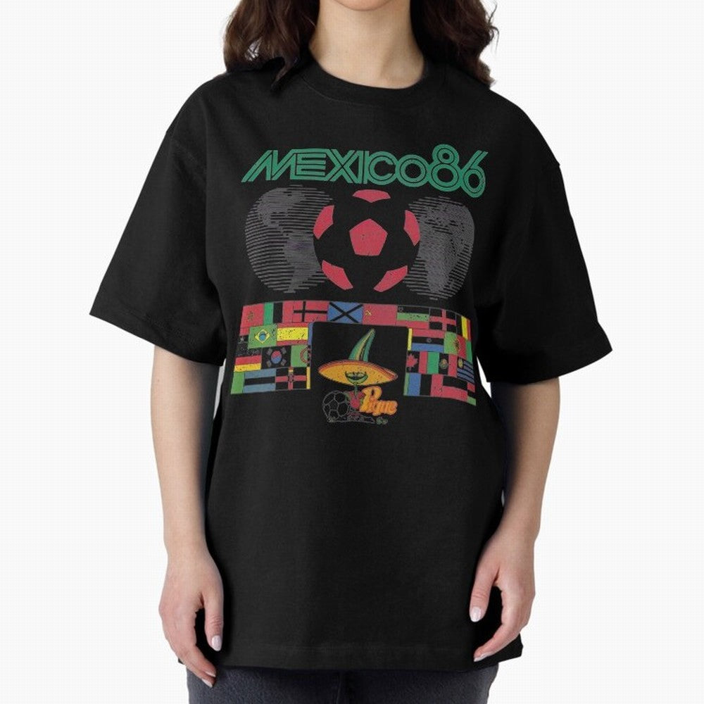 MEXICO-86-WORLD-CUP-T-SHIRT Oversized T-Shirt Celebrate Supporters United by FIFA World Cup 2026 Group Stage Spirit, Celebrating England, France and Netherlands, Neymar, Haaland and Cristiano Ronaldo, Fan Favorite Moments, National Team Passion,
