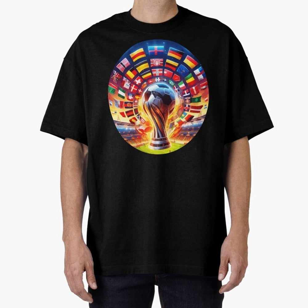 Global Football Fever (The Road to Victory) Oversized T-Shirt Celebrate Global Passion for Match Day Hype around FIFA World Cup 2026 Group Stage, Neymar, England and Germany, Football Passion, Legendary Performances, Festival Vibes and Supporter
