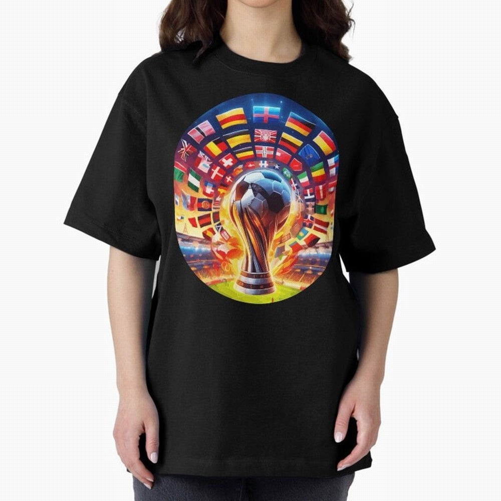 Global Football Fever (The Road to Victory) Oversized T-Shirt Celebrate Global Passion for Match Day Hype around FIFA World Cup 2026 Group Stage, Neymar, England and Germany, Football Passion, Legendary Performances, Festival Vibes and Supporter