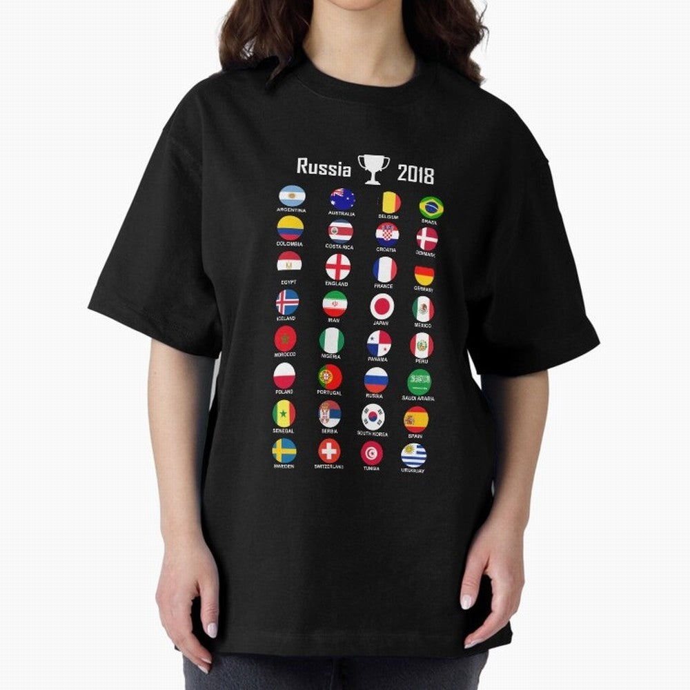 Russia 2018 Football Soccer Championship Oversized T-Shirt Make Every Kick Count in Match Day Hype around FIFA World Cup 2026, Haaland, Portugal, Spain and Germany, Match Day Excitement, Supporter Culture, Golden Goals and Global Football Passion;