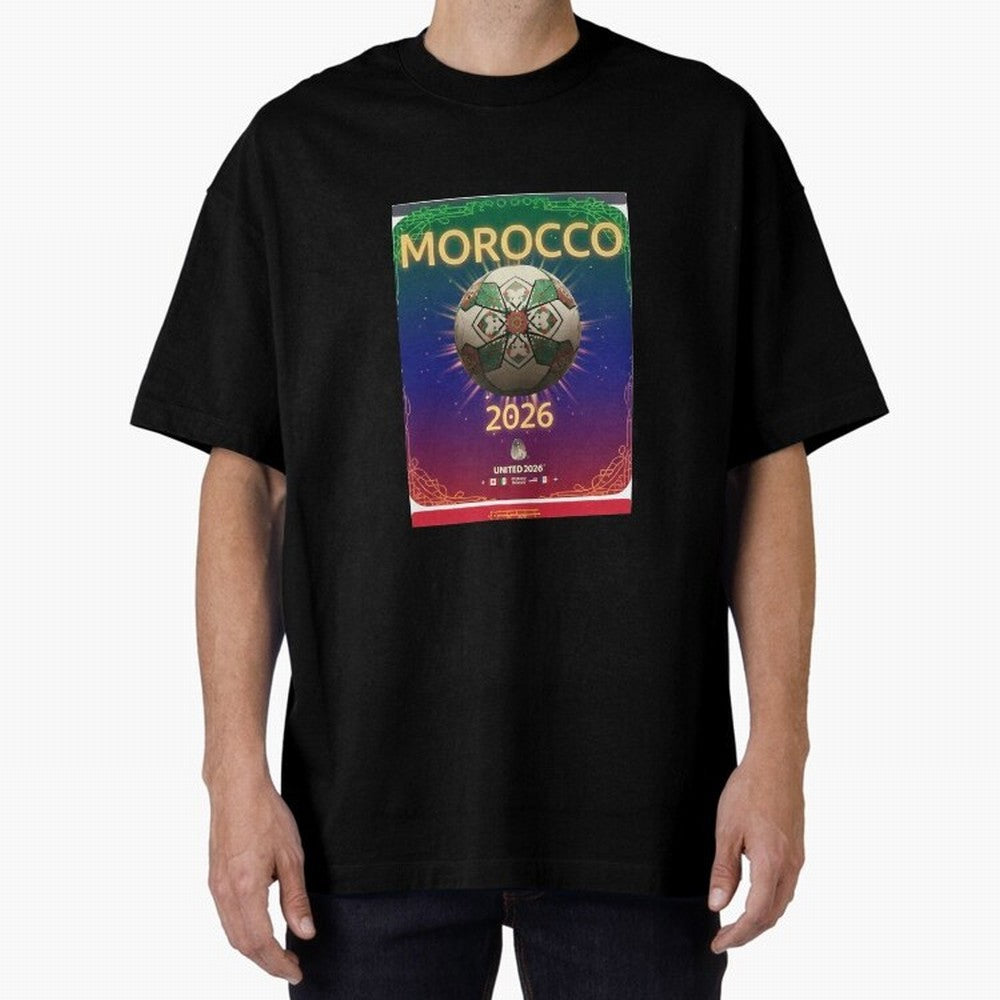 Morocco 2026 World Cup - Traditional Zellige Football Oversized T-Shirt Bring Supporter Culture to FIFA World Cup 2026 USA Canada Mexico Connected to Messi, CR7 and Mbappe, Spain Energy, Game Day Rituals, Football Legends, Country Pride and the