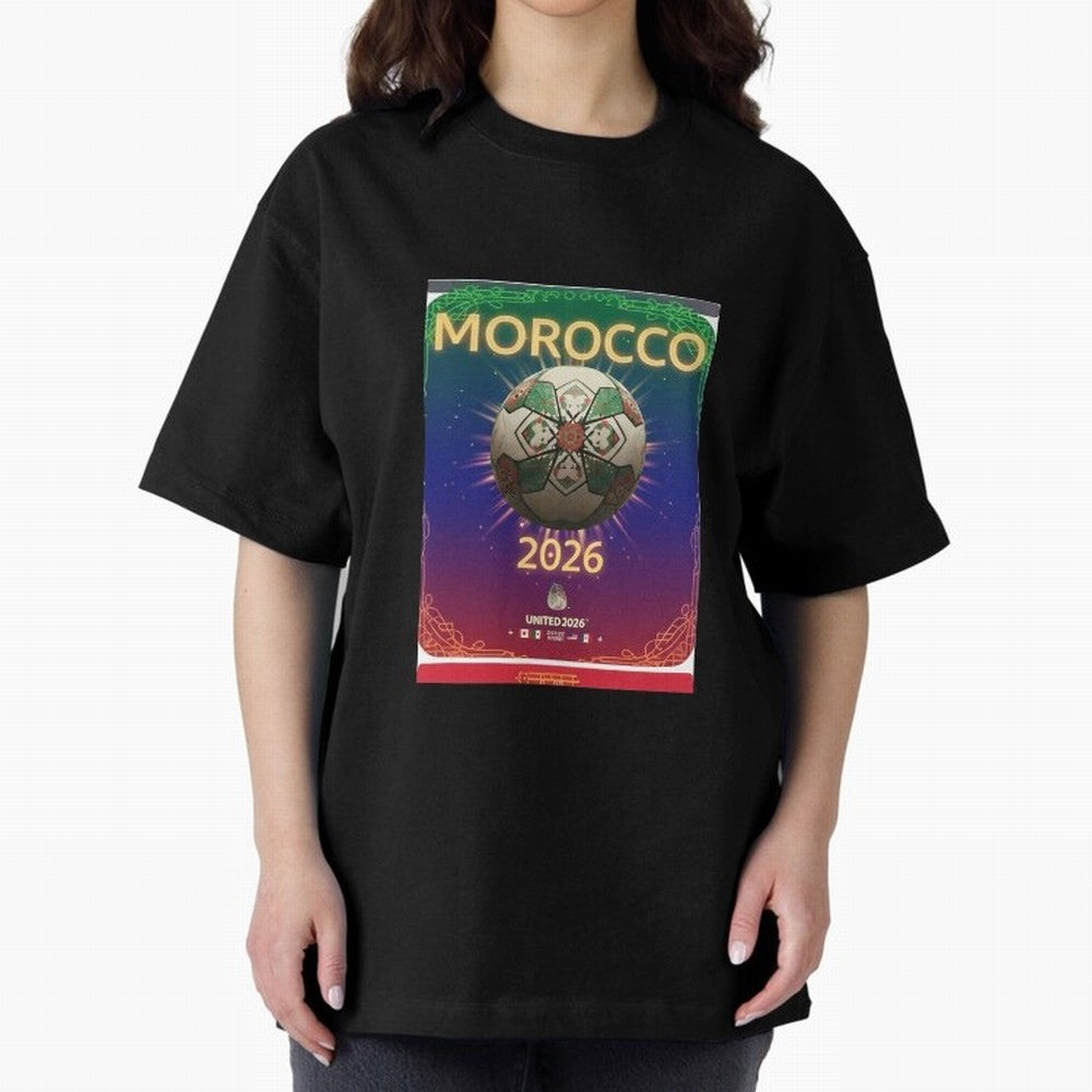 Morocco 2026 World Cup - Traditional Zellige Football Oversized T-Shirt Bring Supporter Culture to FIFA World Cup 2026 USA Canada Mexico Connected to Messi, CR7 and Mbappe, Spain Energy, Game Day Rituals, Football Legends, Country Pride and the