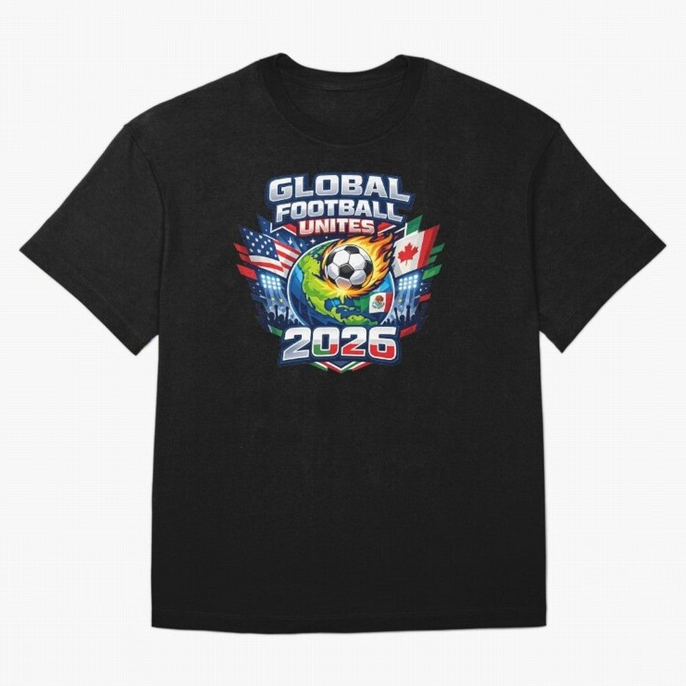 Global Football Unites 2026 USA Canada Mexico Oversized T-Shirt Embrace FIFA World Cup 2026 Group Stage Spirit, Driven by France, Haaland and Mbappe, Soccer Culture, Superstar Moments, National Team Dreams and Competitive Fire; Great for Watch