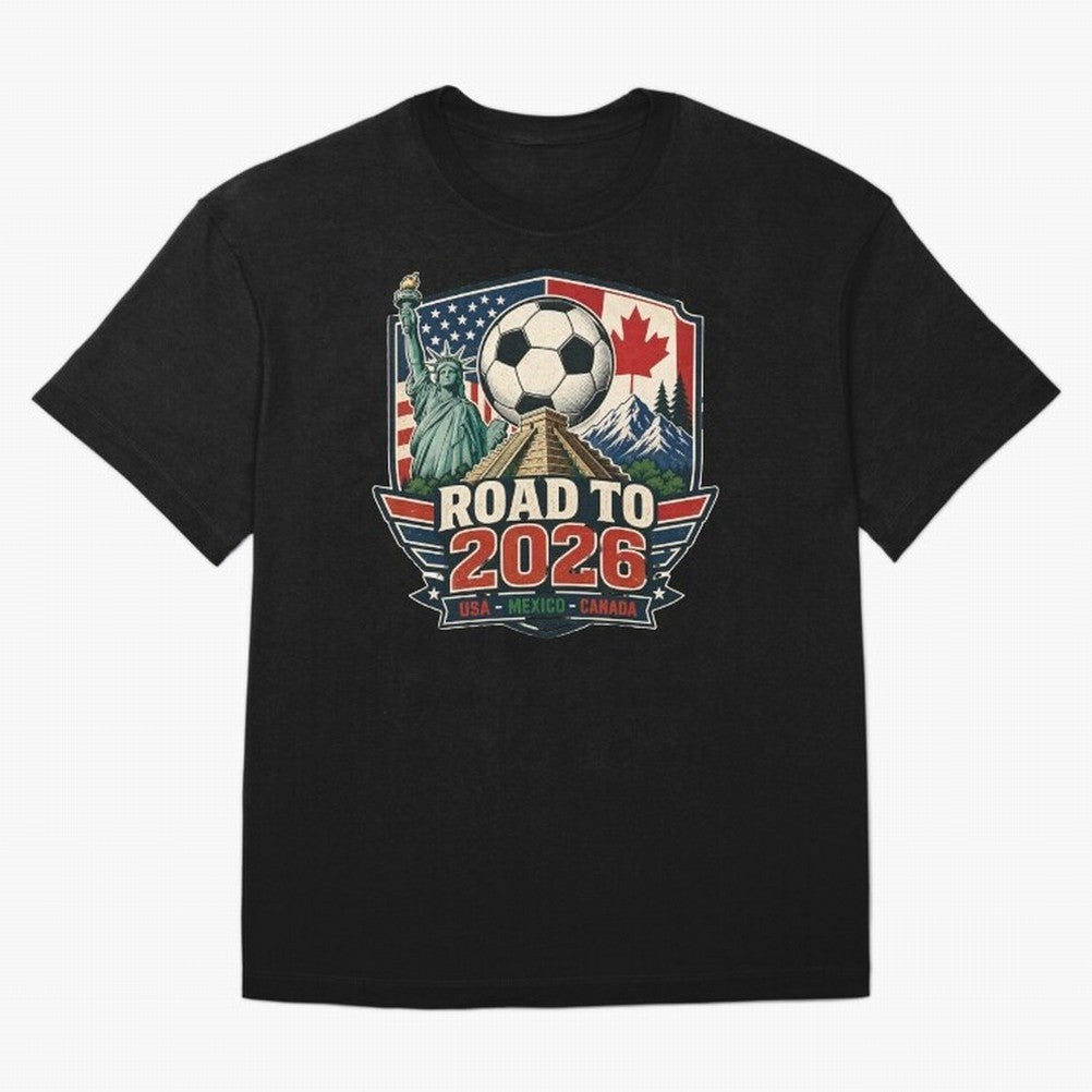 Road to 2026 USA Mexico Canada Soccer Design Oversized T-Shirt Celebrate Supporters United by FIFA World Cup 2026 USA Canada Mexico Connected to Mbappe, England and Germany Energy, Soccer Culture, Superstar Moments, National Team Dreams and
