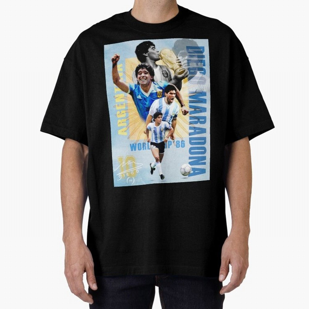 Diego Maradona Argentina Poster - Iconic World Cup Legend Art Print Oversized T-Shirt Join Supporters Worldwide for Global Football Passion for FIFA World Cup 2026 Group Stage, Celebrating CR7, Argentina, Fan Favorite Moments, National Team