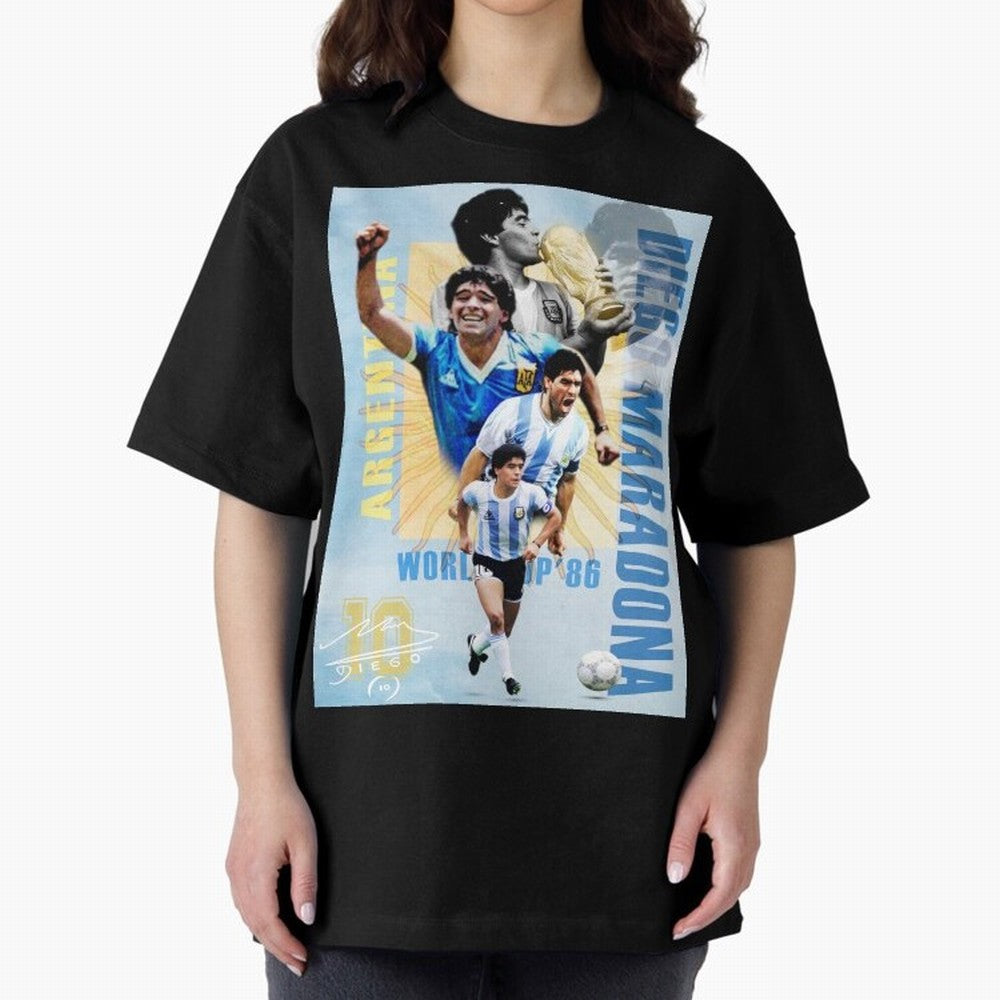 Diego Maradona Argentina Poster - Iconic World Cup Legend Art Print Oversized T-Shirt Join Supporters Worldwide for Global Football Passion for FIFA World Cup 2026 Group Stage, Celebrating CR7, Argentina, Fan Favorite Moments, National Team
