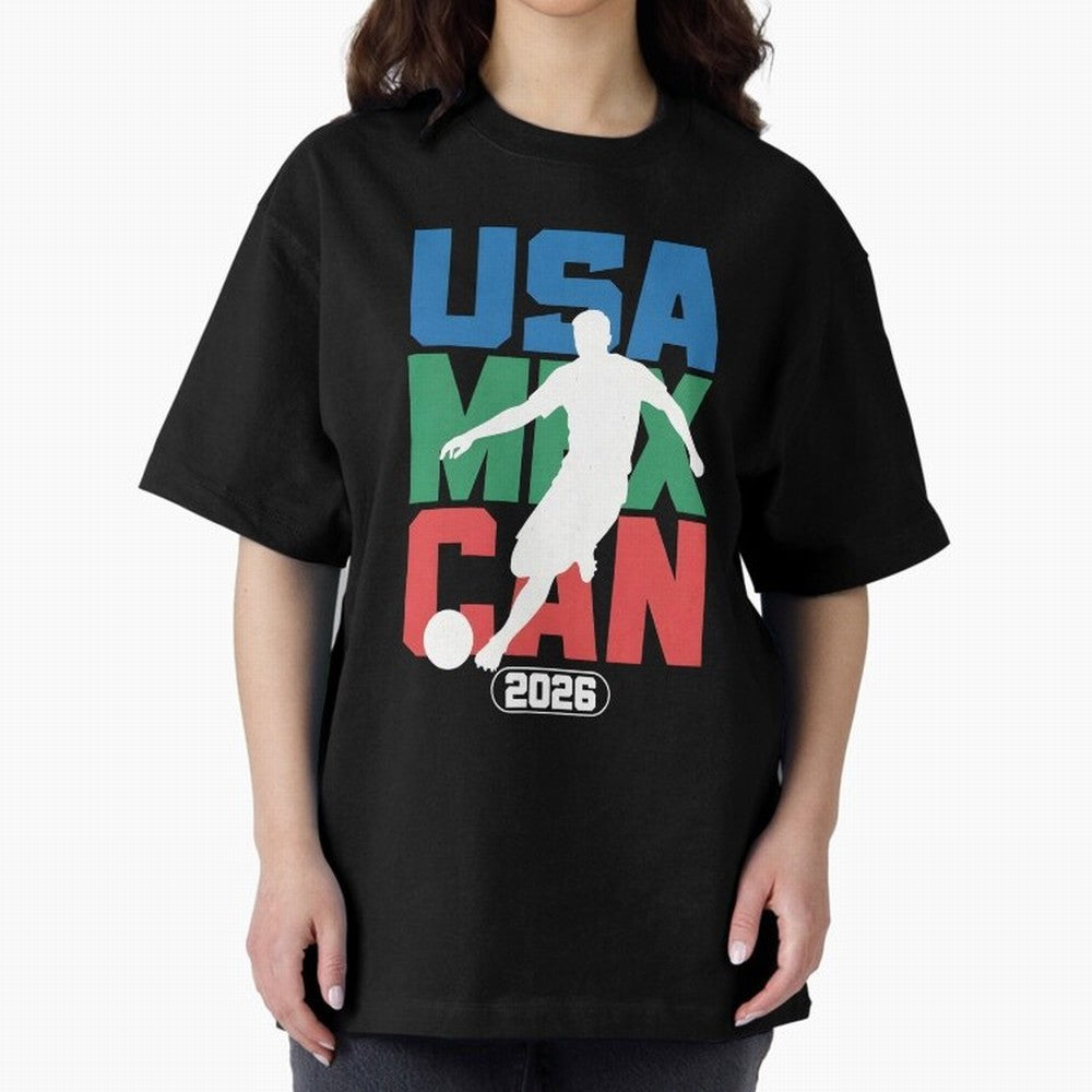 2026 World Cup USA, CAN, MEX Oversized T-Shirt Discover FIFA World Cup 2026 USA Canada Mexico Spirit, Inspired by France and Portugal, Neymar, Haaland and Cristiano Ronaldo, Football Festival Excitement, Trophy Ambitions, Country Rivalries and Star