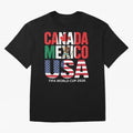 Canada Mexico USA 2026 World Cup Host Nations Oversized T-Shirt Follow the Road to FIFA World Cup 2026 Group Stage Centered on Mbappe, England, France and Netherlands Energy, Tournament Hype, Historic Matchups, Family Viewing Parties and Global