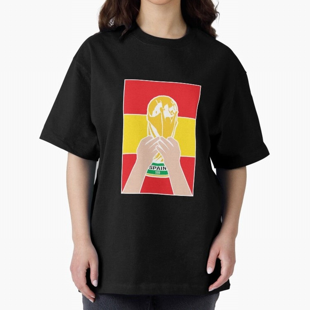 Champion Spain 2010 Oversized T-Shirt Create FIFA World Cup 2026 Group Stage Spirit, Made for Spain and Netherlands, Cristiano Ronaldo, Match Day Excitement, Supporter Culture, Golden Goals and Global Football Passion; Ideal for Football Dads,
