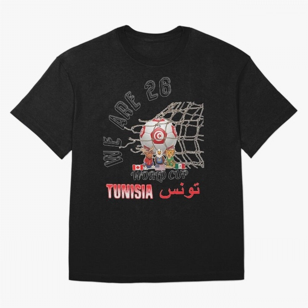 World cup 26 - Tunisia Oversized T-Shirt Share Global Football Passion for FIFA World Cup 2026 USA Canada Mexico, Inspired by Neymar, Germany, Vintage Soccer Flavor, Modern Football Stars, National Flags and Final Night Emotion; Made for Collectors