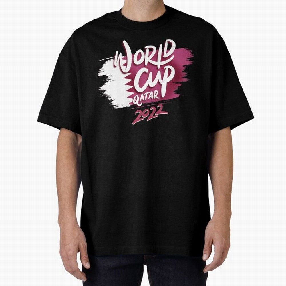 Qatar 2022 Oversized T-Shirt Experience Global Football Passion for FIFA World Cup 2026 USA Canada Mexico, Filled with CR7 and Messi, Germany, Football Festival Excitement, Trophy Ambitions, Country Rivalries and Star Player Buzz; Great for