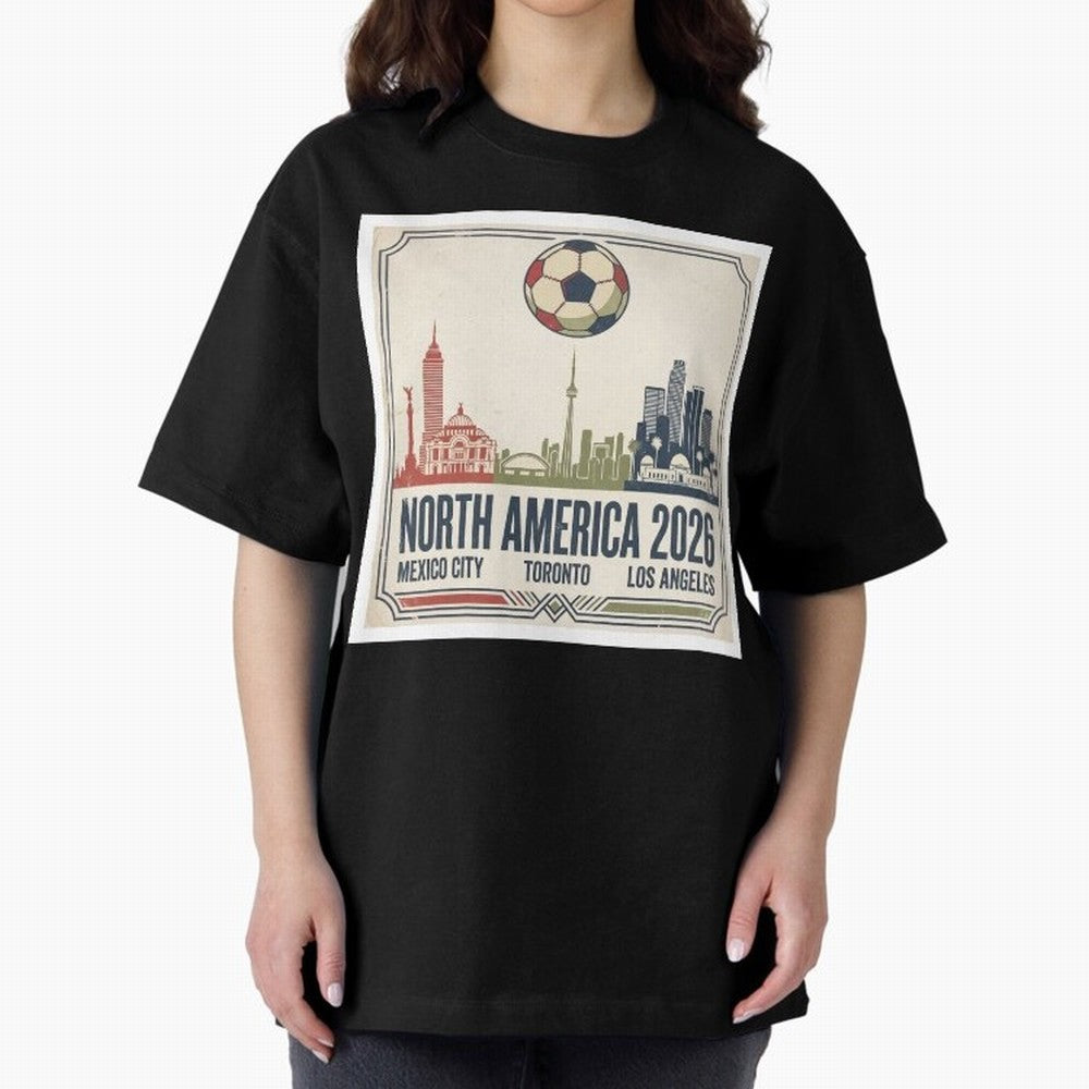 Retro North America 2026 Soccer Vintage Graphic Oversized T-Shirt Cheer for FIFA World Cup 2026 Spirit, Made for France, Haaland and Mbappe, Worldwide Fan Energy, Dramatic Goals, Stadium Lights and Championship Celebrations; Made for Die Hard