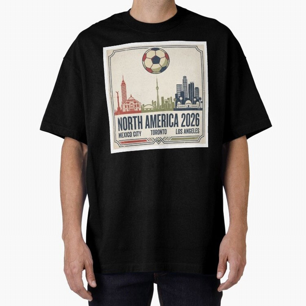 Retro North America 2026 Soccer Vintage Graphic Oversized T-Shirt Cheer for FIFA World Cup 2026 Spirit, Made for France, Haaland and Mbappe, Worldwide Fan Energy, Dramatic Goals, Stadium Lights and Championship Celebrations; Made for Die Hard