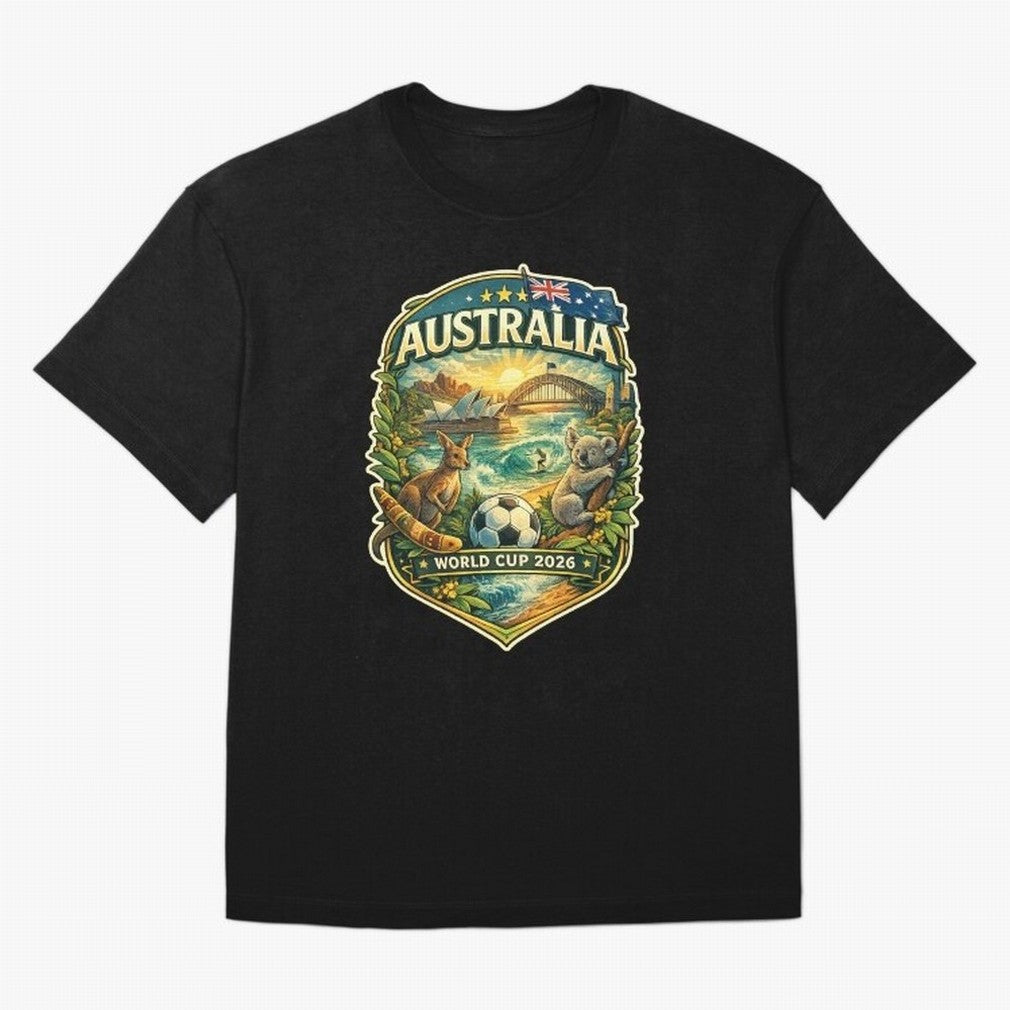 Australia FIFA World Cup 2026 Sydney Opera House Outback Kangaroo Coast Oversized T-Shirt Experience the Global Stage of FIFA World Cup 2026 Group Stage for Fans of Messi and Cristiano Ronaldo and England, Bringing Vintage Soccer Flavor, Modern